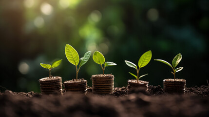Money growth shown with plants
