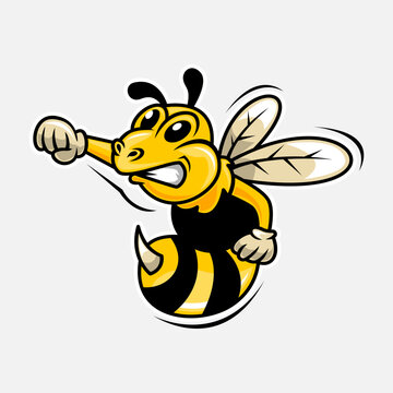 angry bee hornet cartoon mascot