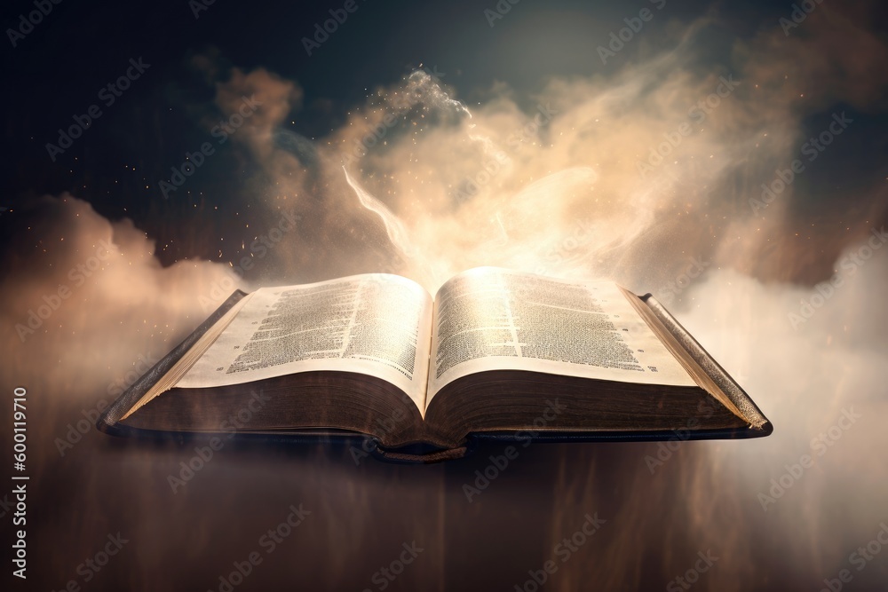 Wall mural the bible the word of god in the sky with celestial rays lighting effects way to salvation the gospe - Wall murals