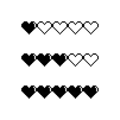 Vector Collection Set of Pixel Heart Emote Designs 
