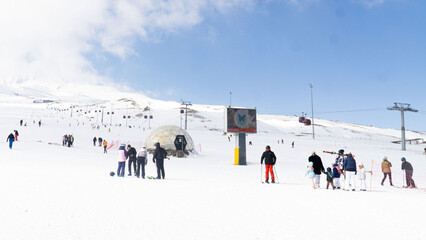 ski resort in winter, Ercieyes Mountain, Keyseri, Turkiye