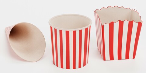 Realistic 3D Render of Popcorn Cups