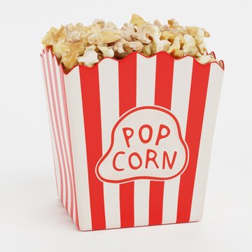 Realistic 3D Render of Popcorn in Cup