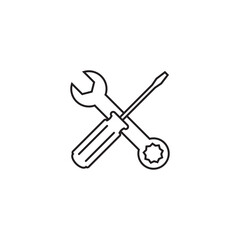 Screwdriver and wrench line icon, repair logo vector