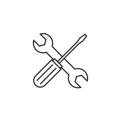 Screwdriver and wrench line icon, repair logo vector
