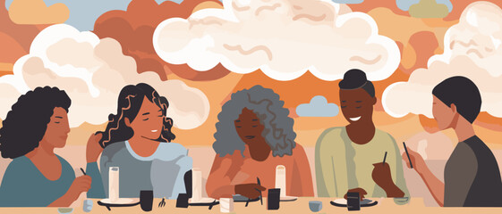 Women of colour at brunch, generative ai