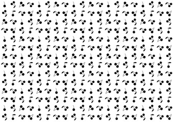 さくらんぼの白黒シルエット背景イラスト素材