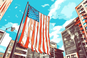 pop art style of an American flag. generative AI
