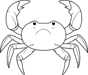 Crab vector illustration. Sea animal coloring book or page for children