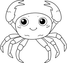 Crab vector illustration. Sea animal coloring book or page for children