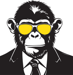 Naklejka premium Monkey in a business suit and sun glasses Vector Illustration, SVG