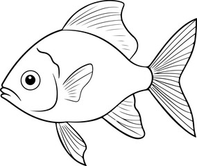 Fish vector illustration. Sea animal coloring book or page for children