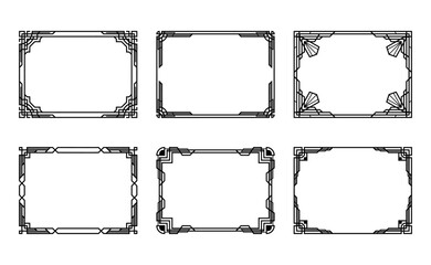 decorative Art Deco frames banner label collection black and white vector on white background transform Your designs with frame
