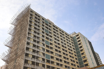 April 30 2023 Shek Lei Estate building being demolished, hk