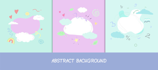 Set of hand drawn children's backgrounds in pastel colors