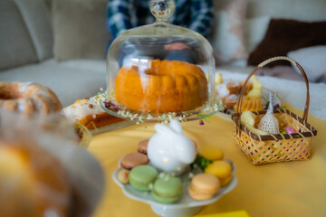 Easter Decorations On Tablet Easter Breakfast