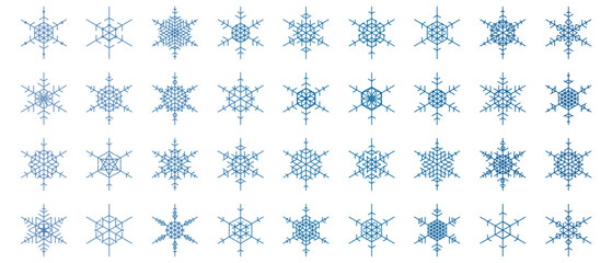 snowflakes thin line icon set such as pack of simple snowflake, snowflake, snowflake, icons for report, presentation, diagram, web design
