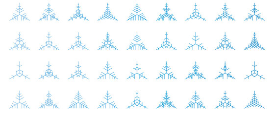 snowflakes thin line icon set such as pack of simple snowflake, snowflake, snowflake, icons for report, presentation, diagram, web design
