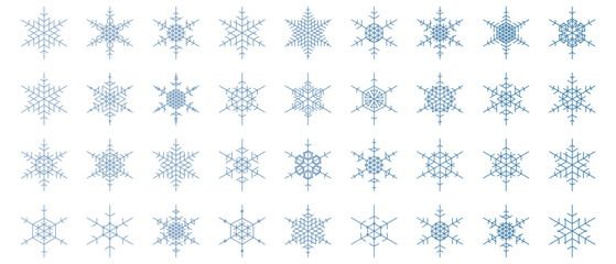 snowflakes thin line icon set such as pack of simple snowflake, snowflake, snowflake, icons for report, presentation, diagram, web design