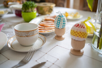 Easter Decorations On Tablet Easter Breakfast