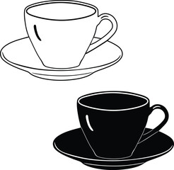 Cup of coffee vector design handmade silhouette