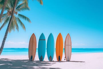 Fototapeta na wymiar Surfboards on the beach
