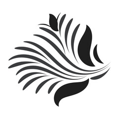 Black Silhouettes of Flower, Plant ornament. Floral and swirls design for print or use as poster, card, flyer or T Shirt