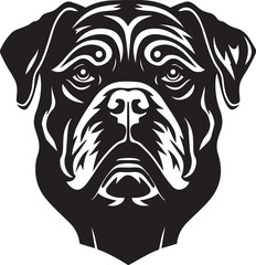 Dog head logo, Rottweiler face logo isolated on a white background, SVG, Vector, Illustration.	