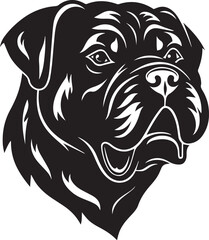 Dog head logo, Rottweiler face logo isolated on a white background, SVG, Vector, Illustration.	