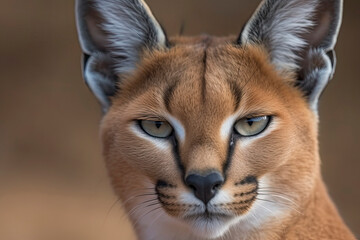 Obraz premium Detail of caracal head with attentive look