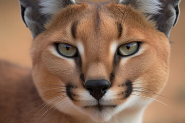 Detail of caracal head with attentive look