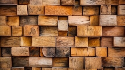 A rustic wooden wall composed of various pieces of wood created with Generative AI technology