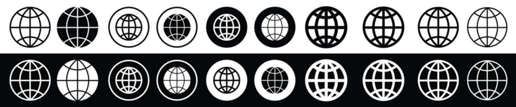 Set of globe icon vectors. world wild wab or www  website icons. 