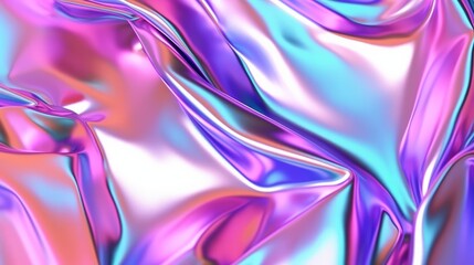 Fototapeta premium A vibrant and colorful abstract background holographic iridescent satin foil background created with Generative AI technology