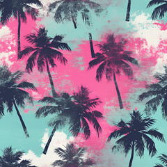 Fototapeta na wymiar Palm tree pattern, hipster, grunge rock