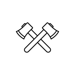 Wood axe line icon, logo vector