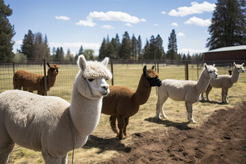 Fototapeta premium Female alpacas on a farm