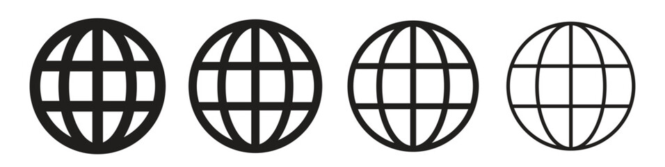 set of globe icons. Simple earth planet logo. Internet website address symbol. browser icon. international web site.