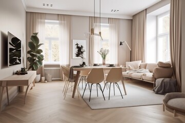 Naklejka na ściany i meble interior background sofa modern home lifestyle design wall light furniture estate floor. Generative AI.