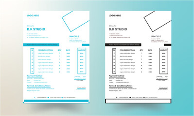 Modern and creative invoice layout Four color variation invoice design for your company	
