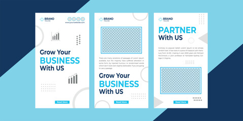 Obraz premium Social Media Story. Stories template for Grow your Business. Set of Stories Frame for Corporate Company. 
