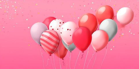 Baloons on the pink background, Generative AI