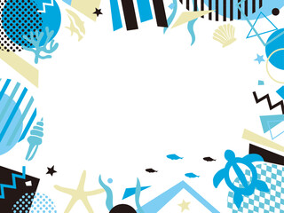 夏の海をイメージにしたフレーム、メッセージカード