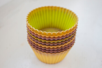 Silicone colorful kitchen forms to cook cupcakes