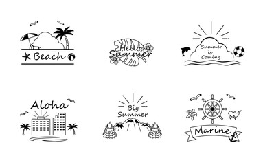 シンプルな夏のロゴデザインセット