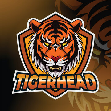 Tiger animal mascot head vector illustration logo