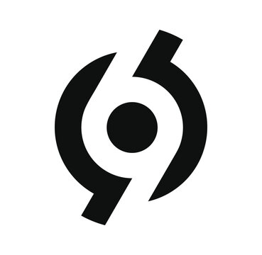 Creative digits illustration represent either 69 or 6 and 9. Incorporate the principles of the gestalt theory in this design using negative space to create a unique and visually striking style.