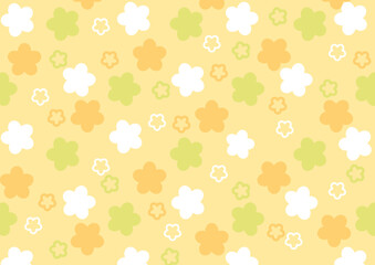 背景　三色の花柄　オレンジ