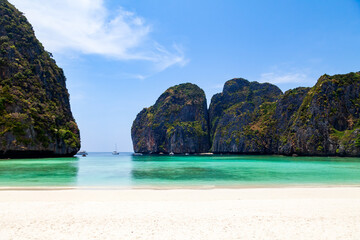 Naklejka premium The legendary Maya Bay beach without people where the film 