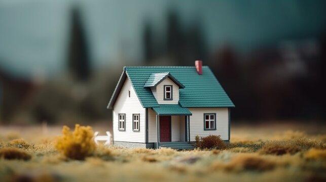 Mini house concept for real estate with copy space background, Generative AI